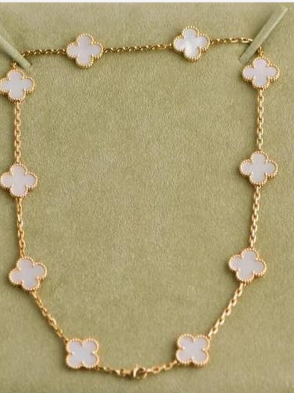 Van Cleef & Arpels Gold Necklace with White Alhambra Motifs